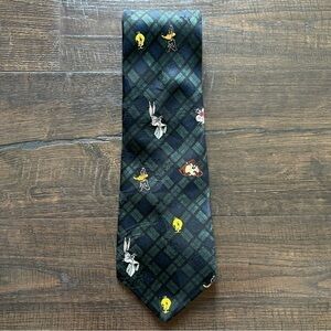 Warner Bros. Vintage 1993 Looney Tunes Mania Plaid Tie